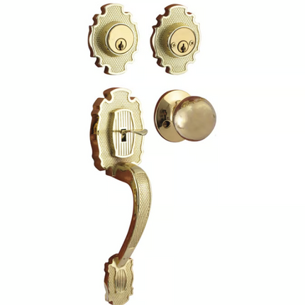 TOOLCRAFT CERRADURA DE GATILLO ENTRADA PRINCIPAL DOBLE CILINDRO LATON BRILLANTE