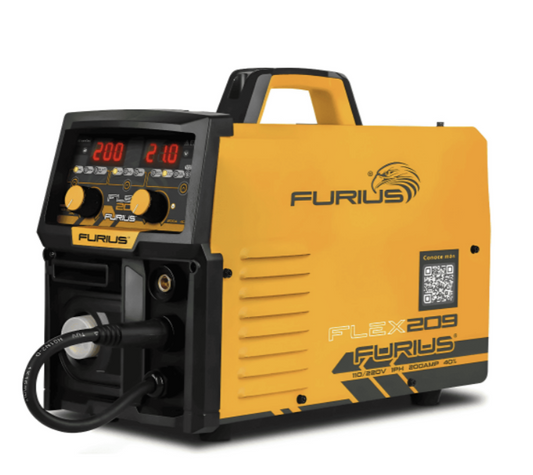 FURIUS FLEX 209 SOLDADOR INVERSOR MULTIPROCESOS PARA MIG-MAG / FLUX /CORED / MMA / TIG LIFT ARC 110/220V 200A FW209