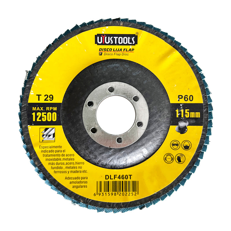 UYUSTOOLS DISCO FLAP GRANO 60 ACERO UNIDAD  4-1/2" DLF460T