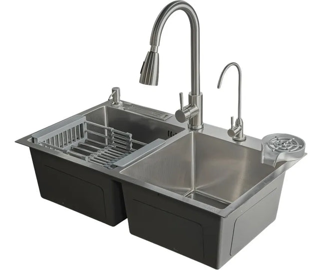 I.O LAVAPLATOS DOBLE EN ACERO INOX