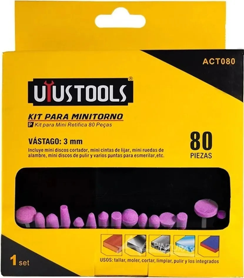 UYUSTOOLS KIT PARA MINITORNO VASTAGO: 3MM ACT080