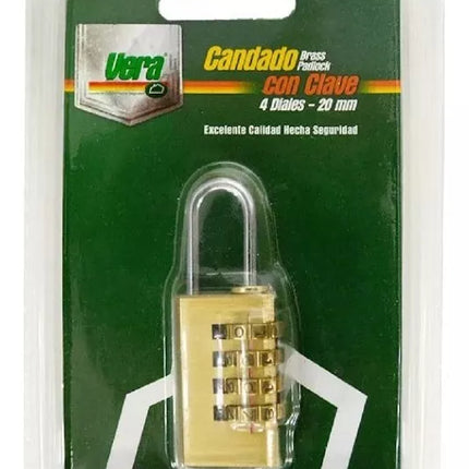 VERA CANDADO CON CLAVE 4 DIALES 20MM 16081