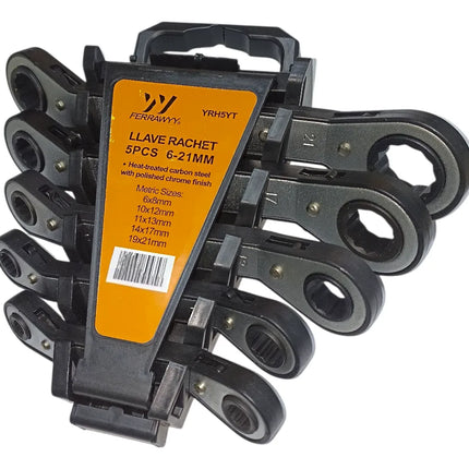 FERRAWY LLAVE RACHET 5PCS 6-21MM YRH5YT