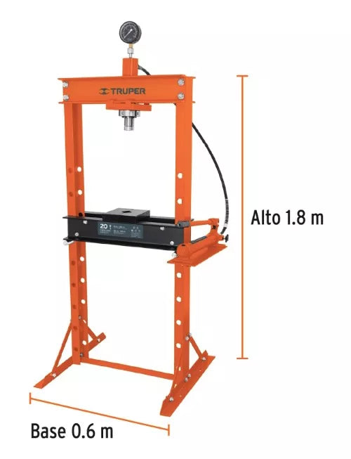 TRUPER PRENSA HIDRAULICA 20 TONELADAS CON MANOMETRO 17685