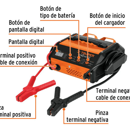 TRUPER CARGADOR DE BATERIA AUTOMATICO CON ARRANCADOR 12889