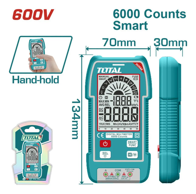 TOTAL MULTIMETRO DIGITAL 600V INDUSTRIAL TMT516004