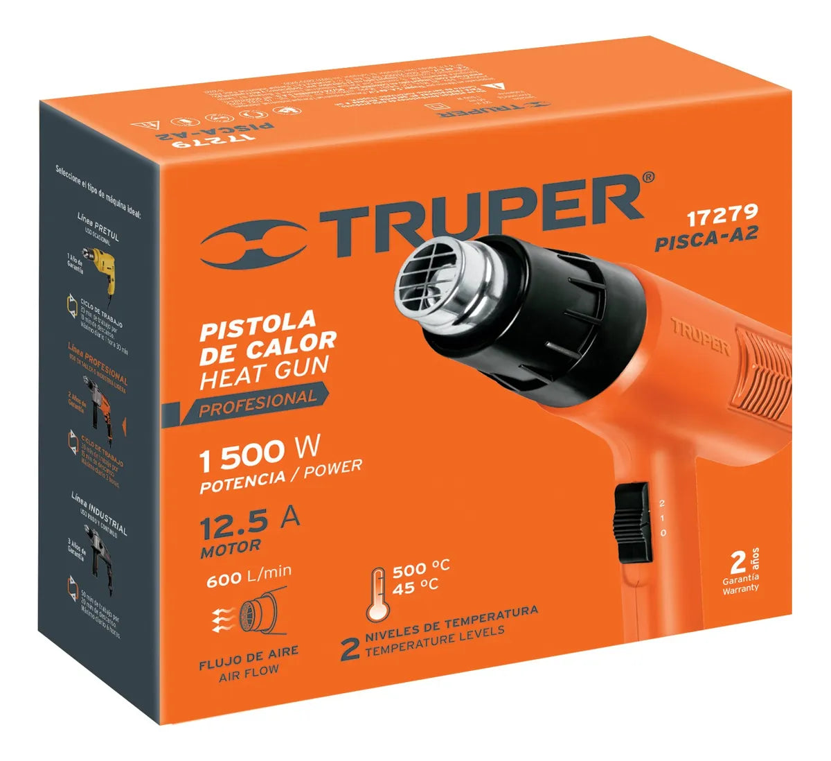 TRUPER PISTOLA DE CALOR 1500W 17279