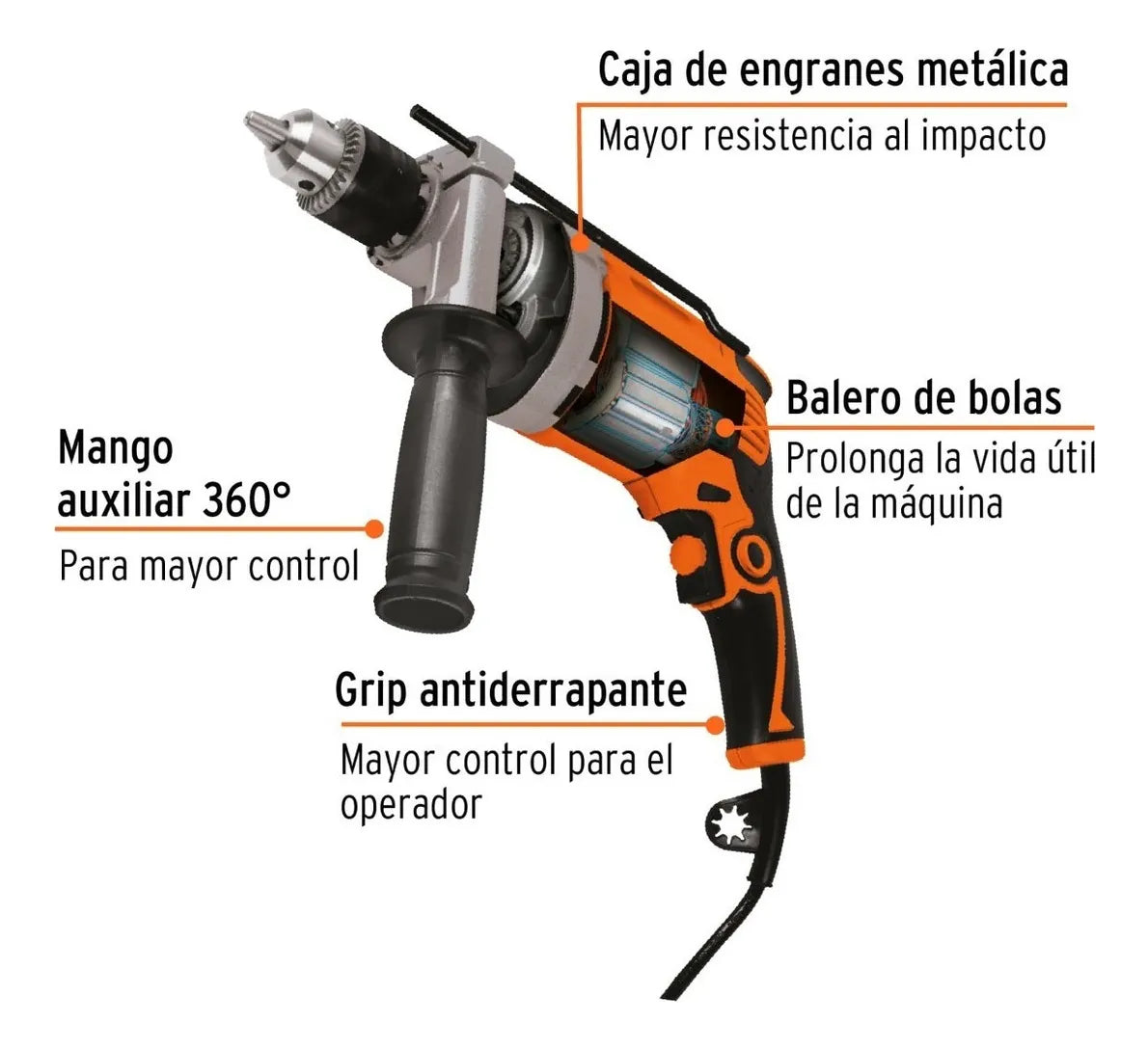 TRUPER TALADRO PERCUTOR ROTOMARTILLO 1/2" 850W 14659
