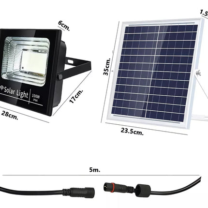 RFLECTOR LED SOLAR 100W EXTERIOR CON SENSOR DE MOVIMIENTO 20000H SSL-120W MEGAWATT