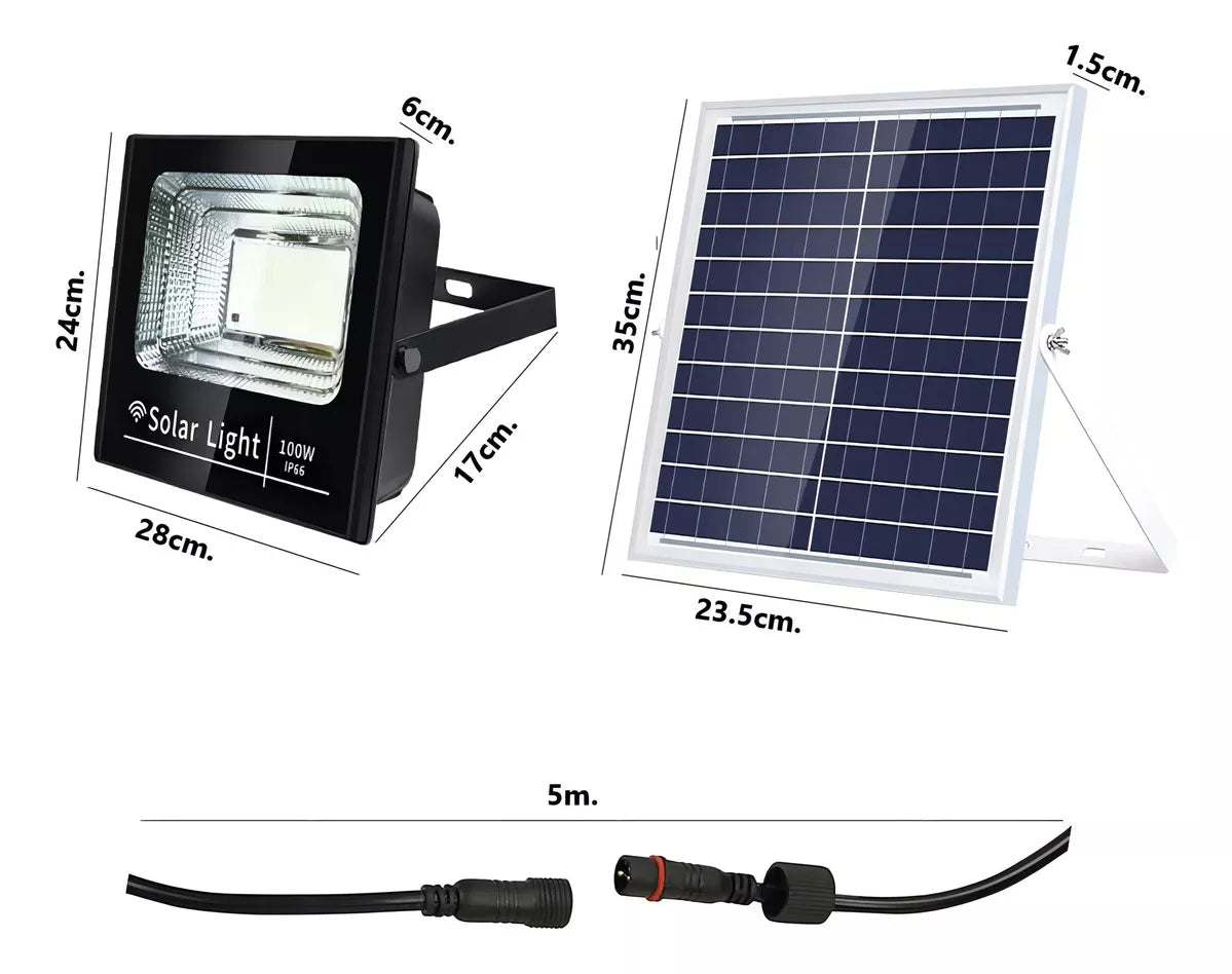 RFLECTOR LED SOLAR 100W EXTERIOR CON SENSOR DE MOVIMIENTO 20000H SSL-120W MEGAWATT