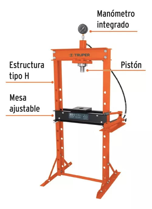 TRUPER PRENSA HIDRAULICA 20 TONELADAS CON MANOMETRO 17685