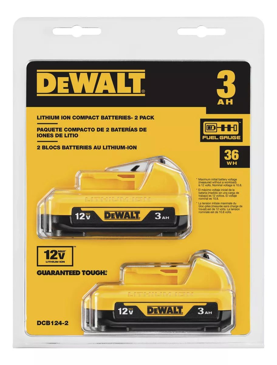 DEWALT PAQUETE DE 2 BATERIAS 3 AMPERIOS 12V DCB124-2