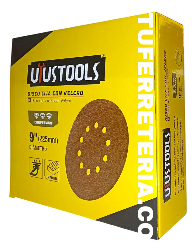 UYUSTOOLS DISCO LIJA CON VELCRO 9'' GRANO 220 LJV9240