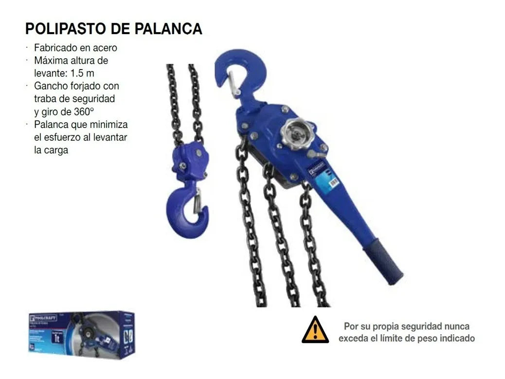 TOOLCRAFT POLIPASTO DE PALANCA 1 TONELADA TC4544