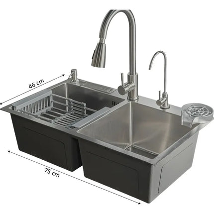 I.O LAVAPLATOS DOBLE EN ACERO INOX