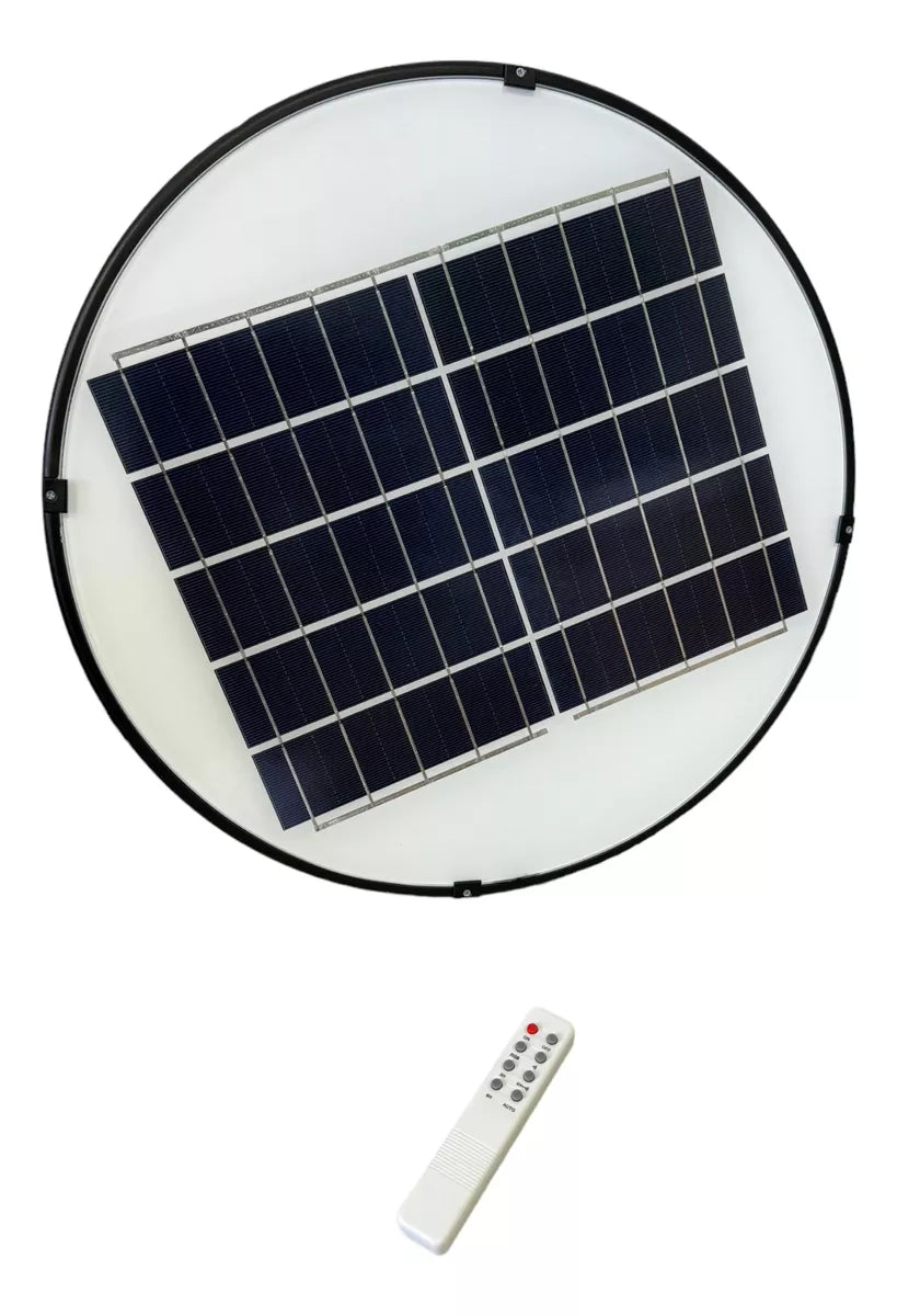 LAMPARA SOLAR 300W UFO CON TUBO 430MT (100MT CUADRADOS) IP65, 12HORAS DE CARGA (5V/25W) SERIES MEGAWATT CON CONTROL REMOTO