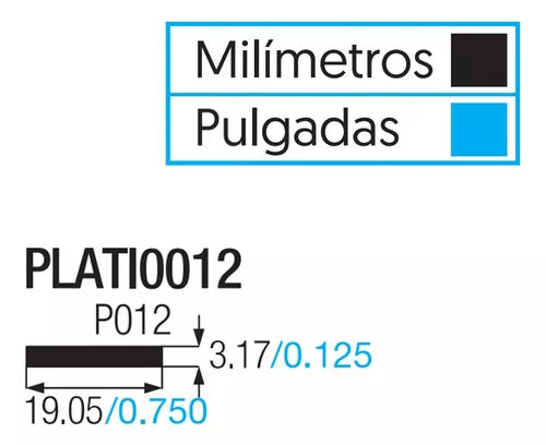 PLATI0012 PLATINA ALUMINIO 3/4 X 1/16 - P012