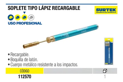 SURTEK SOPLETE TIPO LAPIZ RECARGABLE 112570