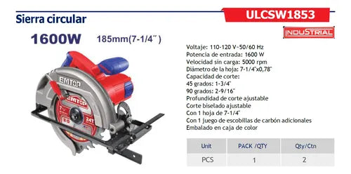 EMTOP SIERRA CIRCULAR 1600 W - ULCSW1853