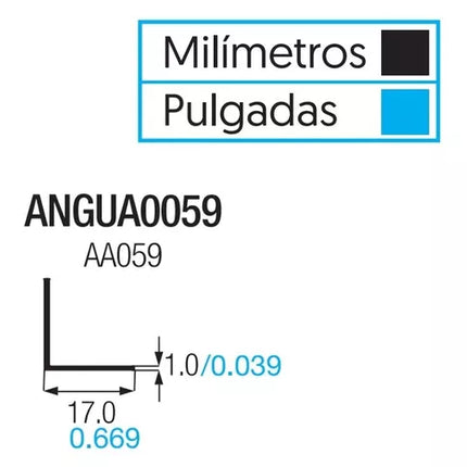 ANGUA0059  ÁNGULO ALUMINIO 3/4 X 3/4 X 3/64 -  AA059