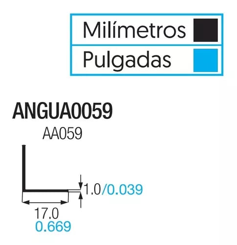 ANGUA0059  ÁNGULO ALUMINIO 3/4 X 3/4 X 3/64 -  AA059