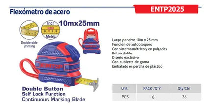EMTOP FLEXOMETRO INDUSTRIAL 10 MTS EMTP2025