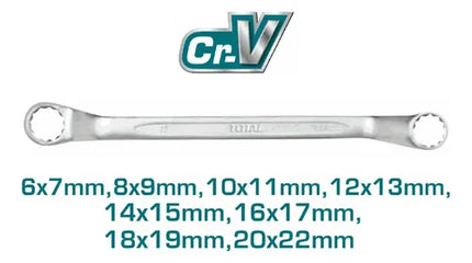 TOTAL JUEGO DE LLAVES DOBLE CORONA ACODADA 6-22MM 8 PCS THT102486