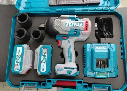 TOTAL LLAVE IMPACTO INALAMBRICA 3/4" 20V 1350 NM, 2 BATERIAS 5.0 AH, CARGADOR Y 3 COPAS UTIWLI20135