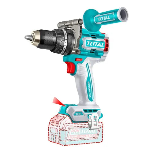 TOTAL TALADRO PERCUTOR INALAMBRICO 1/2" 166 N.M 20V UTIDLI201668