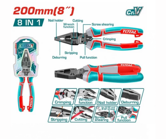 TOTAL ALICATE COMBINADO MULTIFUNCION 8 EN 1 - 8" THTMF186