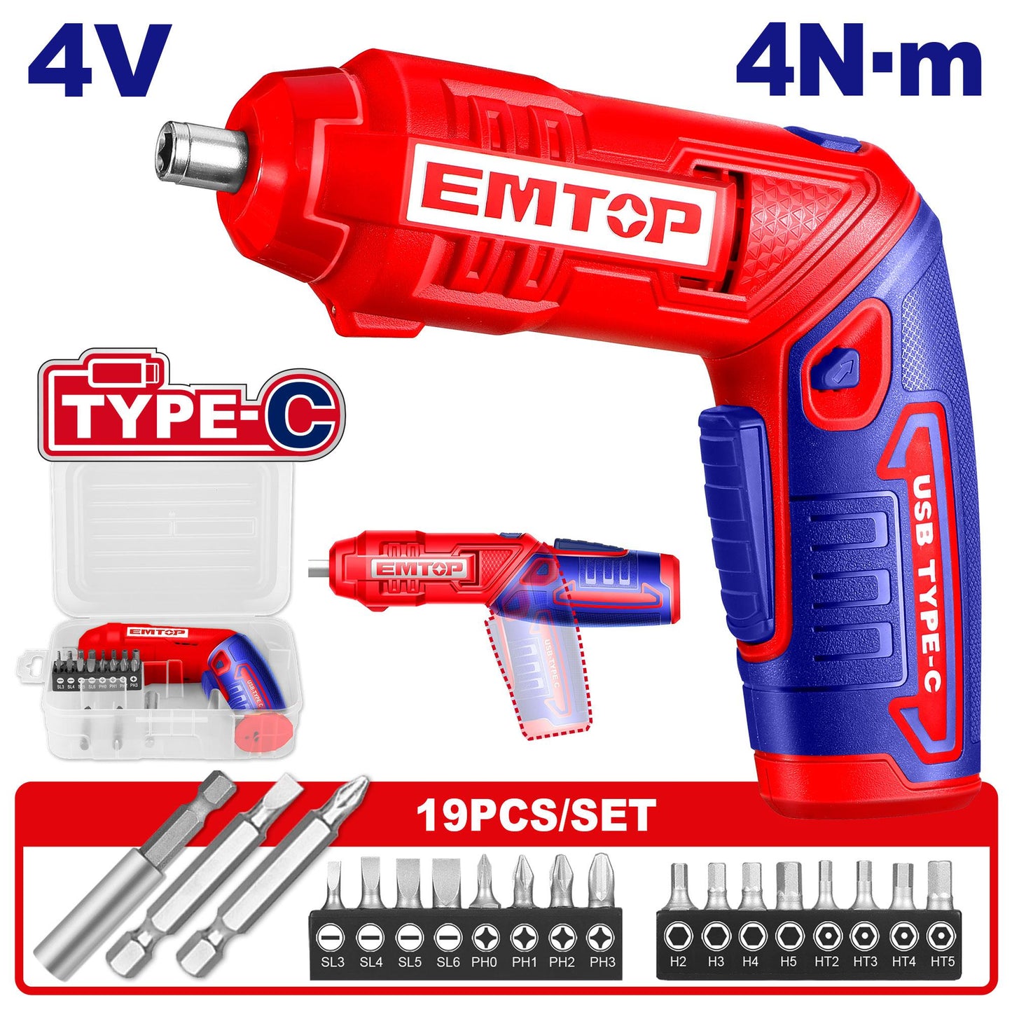 EMTOP ATORNILLADOR INALAMBRICO 4V ECSR0408