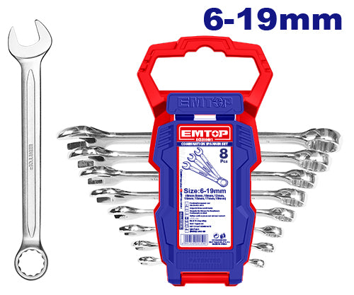 EMTOP JUEGO DE LLAVES COMBINADAS TIPO RACHET 8 PCS ECSS10802