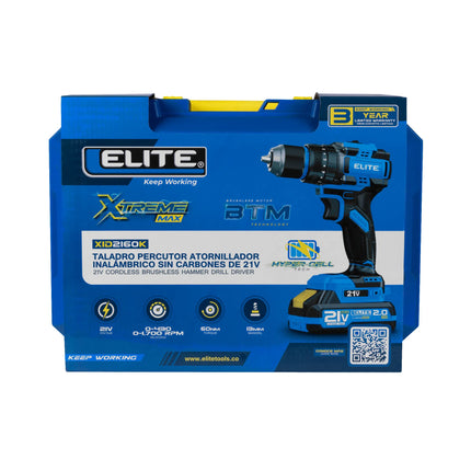 ELITE TALADRO PERCUTOR INALAMBRICO 1/2" 21V XID2160K
