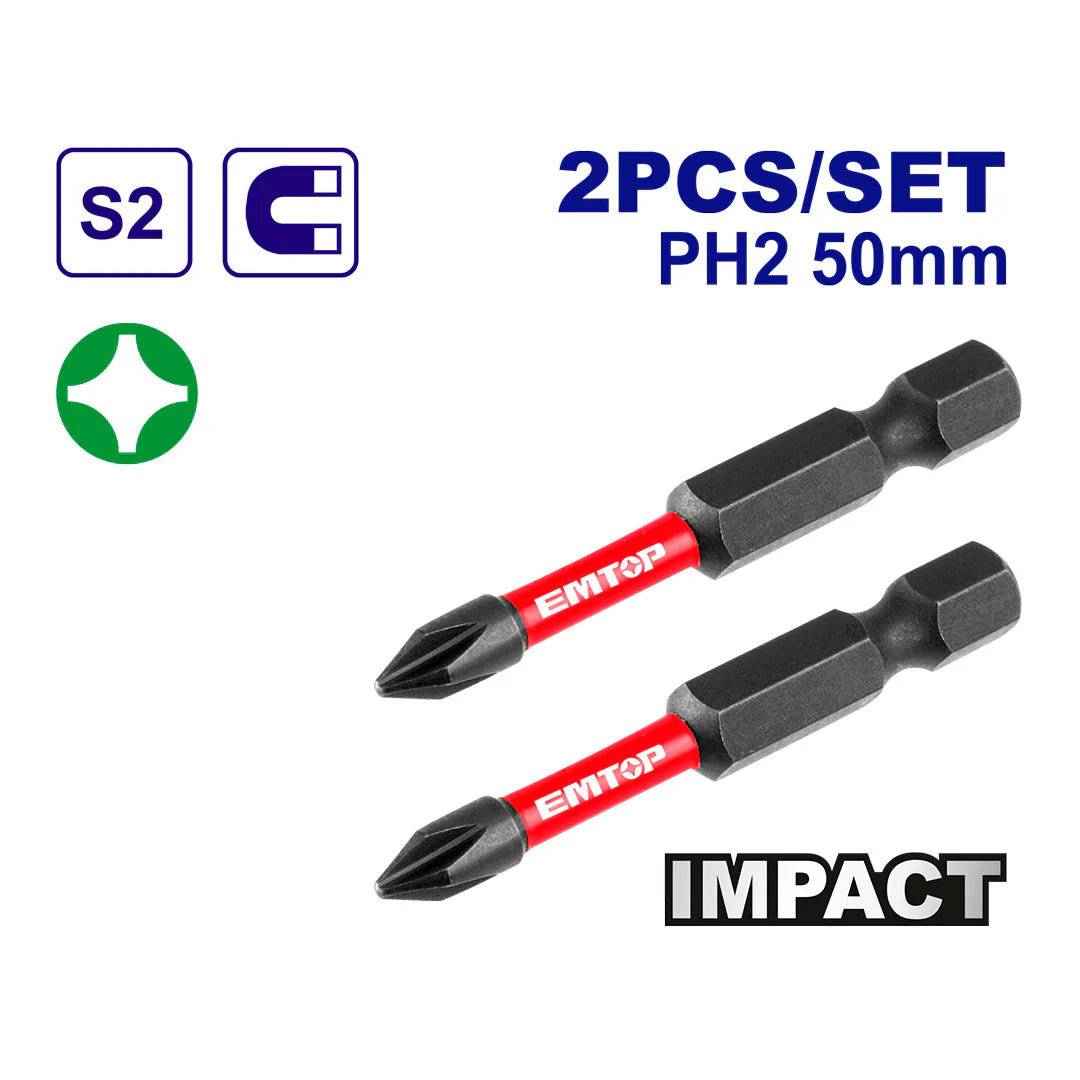 EMTOP PUNTAS PARA ATORNILLADOR DE IMPACTO PH2 50MM ESBTM5PH250