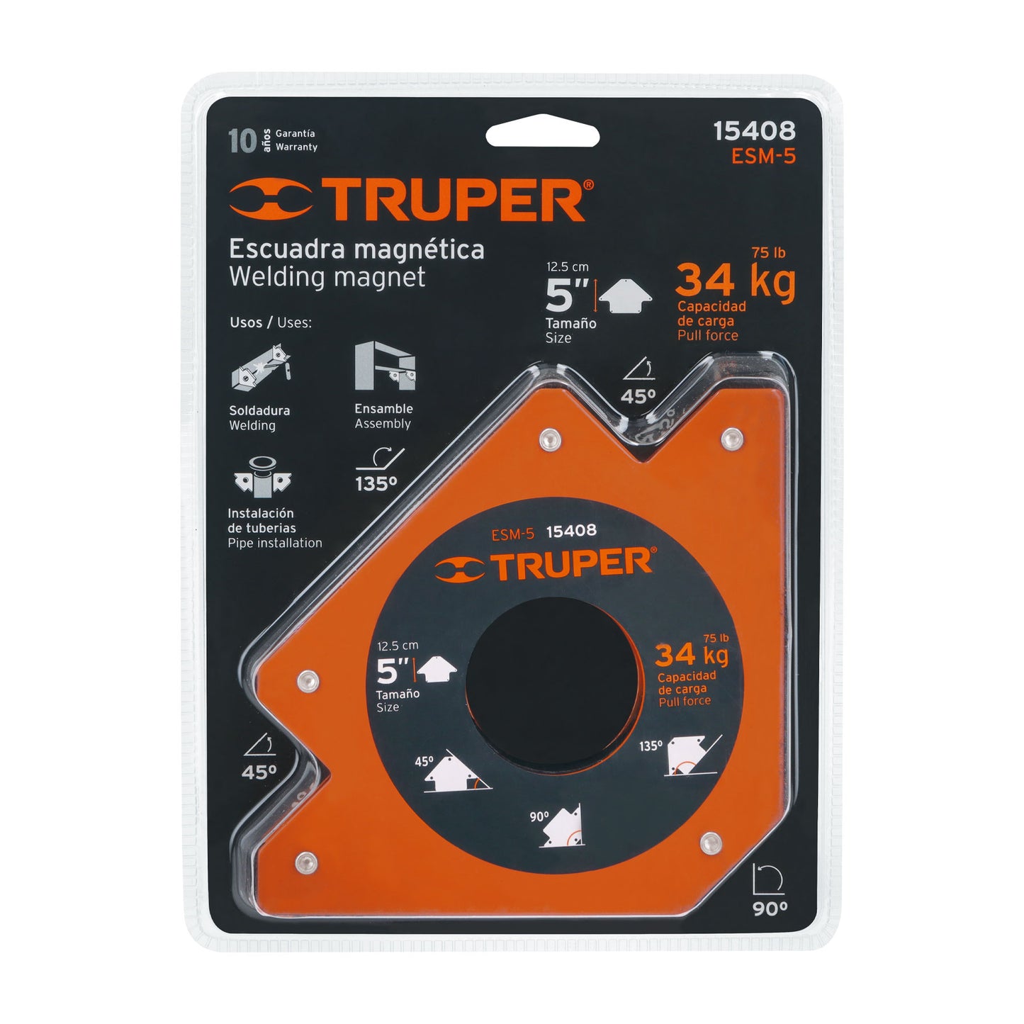 TRUPER ESCUADRA MAGNETICA 5" 34KG 15408 ESM-5