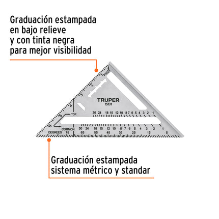 TRUPER ESCUADRA DE ALUMINIO 7" (18CM) 15131 ET-7A