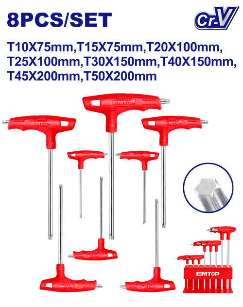 EMTPO JUEGO DE LLAVES TORX TIPO T 8 PIEZAS ETHW6063