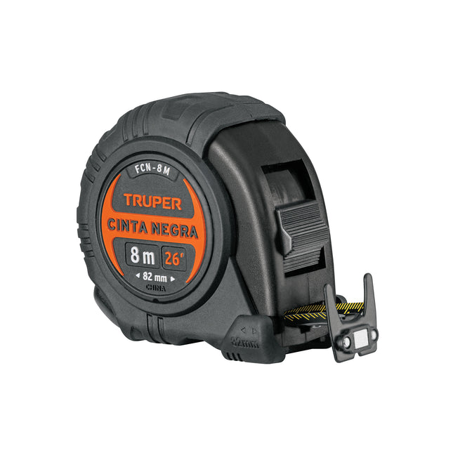 TRUPER FLEXOMETRO 8 MTS CINTA NEGRA  EXTRA ANCHA 11747