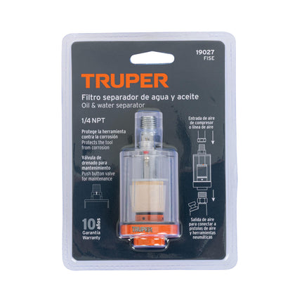 TRUPER FILTRO SEPARADOR DE AGUA Y ACEITE 19027 NPT FISE