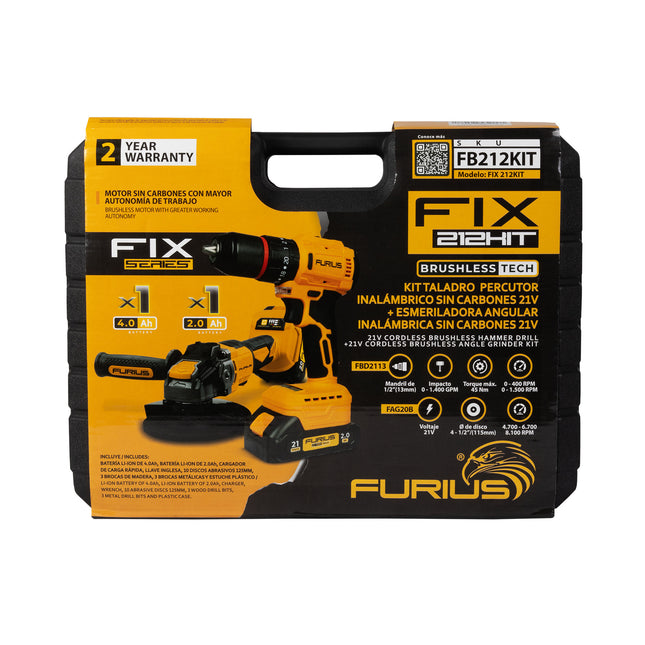 FURIUS COMBO TALADRO Y PULIDORA 21V FB212KIT