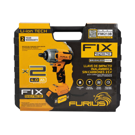 FURIUS LLAVE DE IMPACTO  INALAMBRICA CUADRANTE 1/2' 21V FIW213K