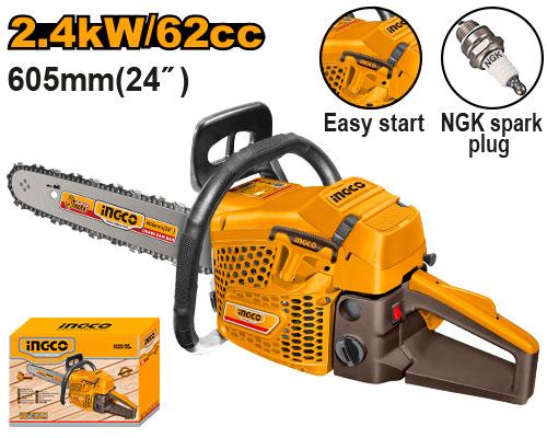 INGCO MOTOSIERRA A GASOLINA 24" 62CC