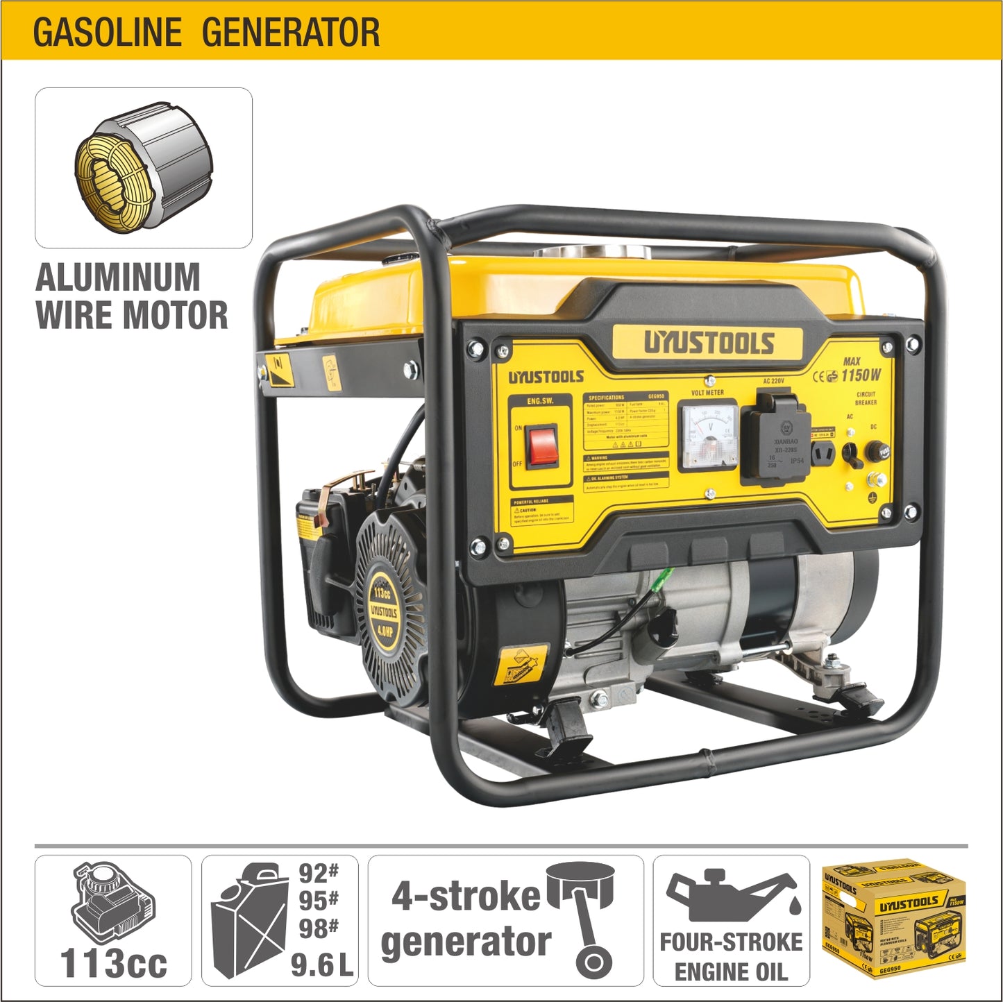 GENERADOR ELECTRICO A GASOLINA 1150W