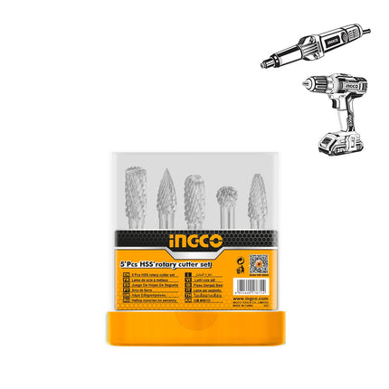 INGCO JUEGO DE FRESAS DE TUNGSTENO 5 PCS HRRC0051