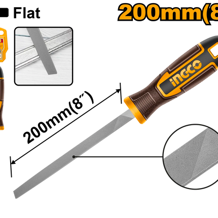 INGCO LIMA PLANA CON MANGO 200MM 8" HSFF088