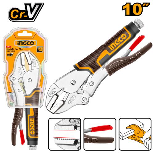 INGCO ALICATE DE PRESION HOMBRESOLO MORDAZA RECTA 10" HSJP0210