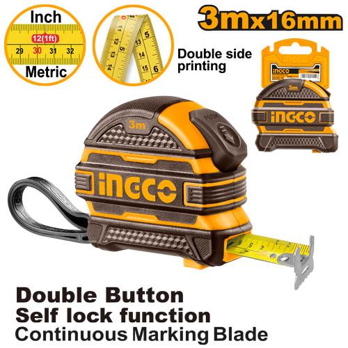 INGCO FLEXOMETRO 3 MTS X 16 MM DOBLE BOTON HSMT08316