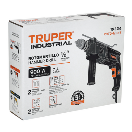 TRUPER TALADRO ROTOMARTILLO INDUSTRIAL 1/2" 900W 19324