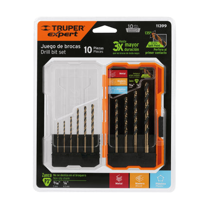 TRUPER BROCA  HSS 5% COBALTO JUEGO 10 PZ JBAV-10 11399