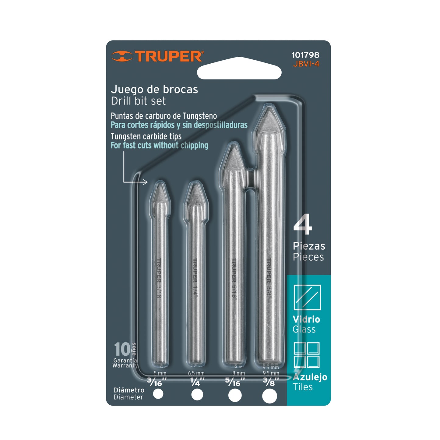 TRUPER JUEGO DE BROCAS 4 PIEZAS 101798